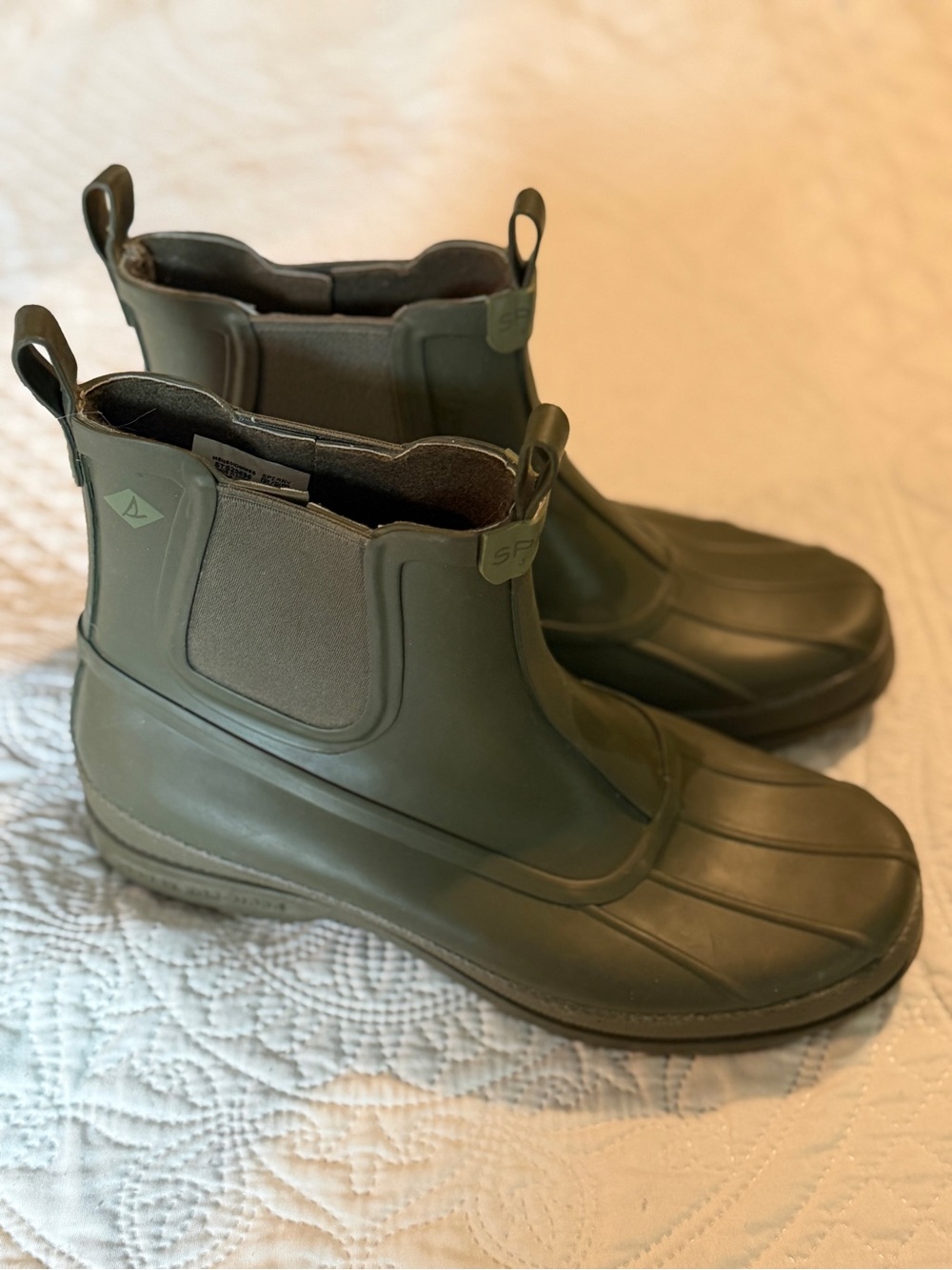 Sperry Olive Green Waterproof Chelsea Duck Boots